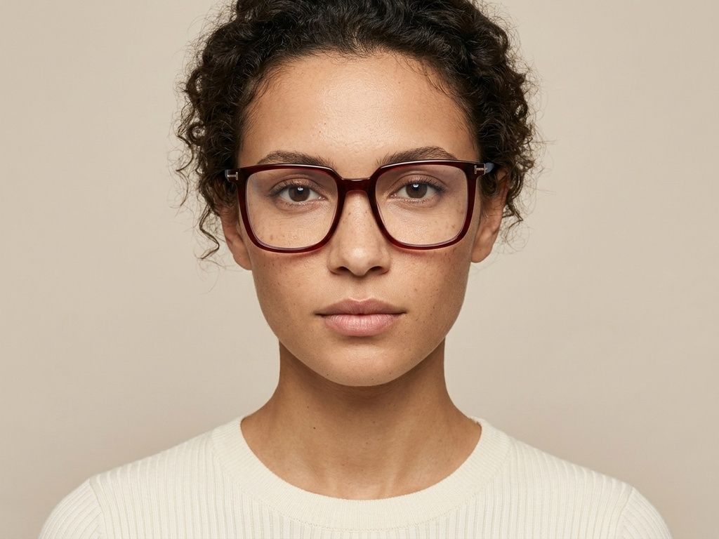 Rectangular Red Acetate Glasses #BS2012-2437