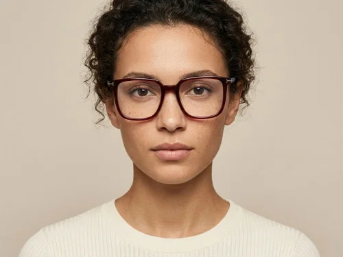 Verres rectangulaires en acétate rouge #BS2012-2437
