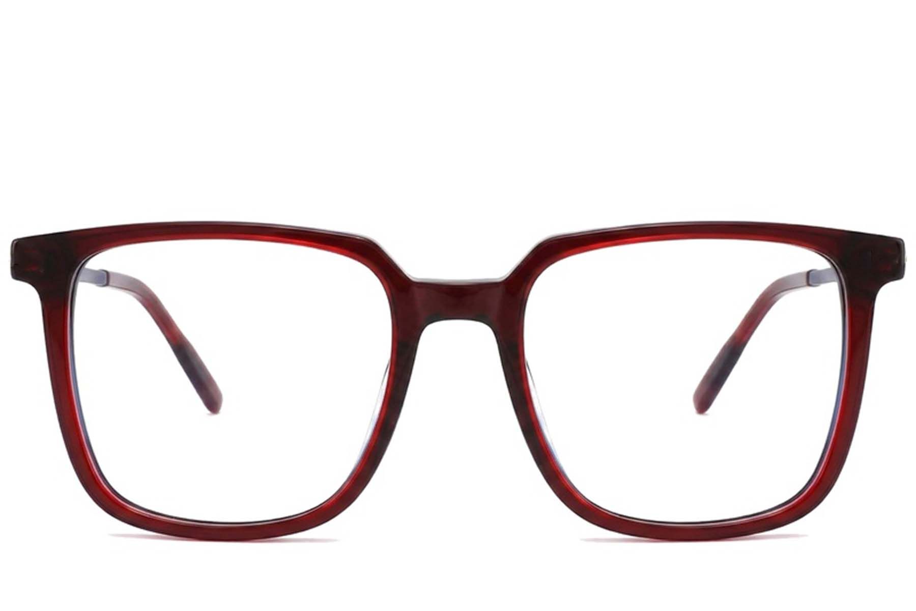 Rectangular Red Acetate Glasses #BS2012-2437