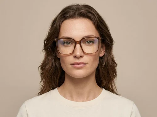 Lunettes rectangulaires en acétate brun #BS2012-2440