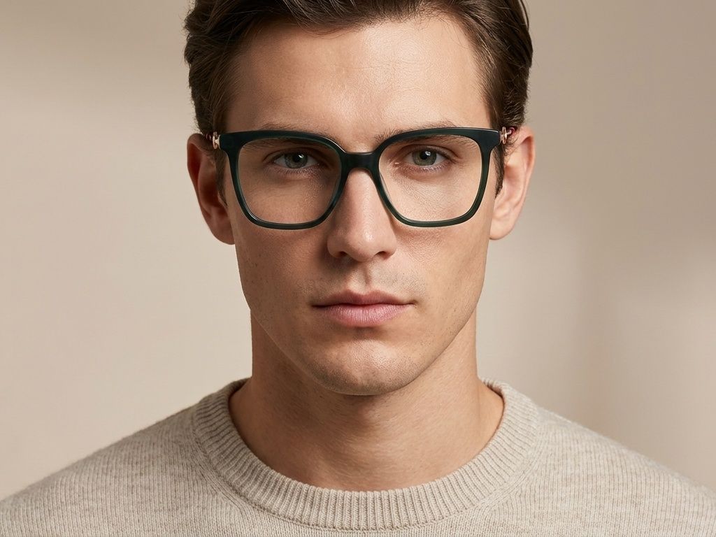 Rectangular Green Acetate Glasses #BS2012-2443