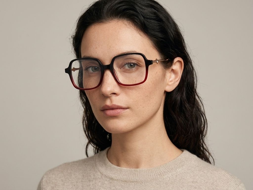 Rectangular Red Acetate Glasses #BS2012-2448