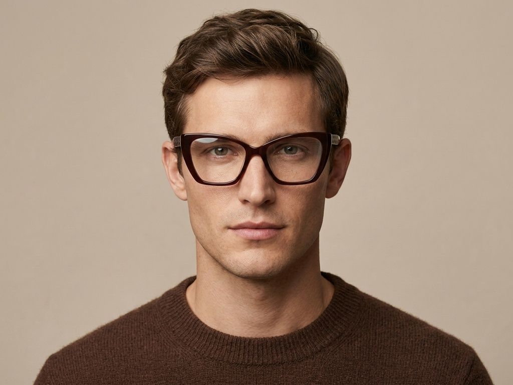 Occhiali in acetato marrone farfalla #BS2012-2475