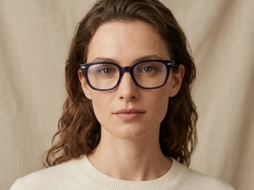Lunettes rectangulaires en acétate bleu #BS2012-2508