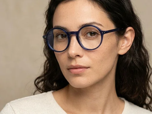 Lunettes rondes en acétate bleu #BS2012-2515