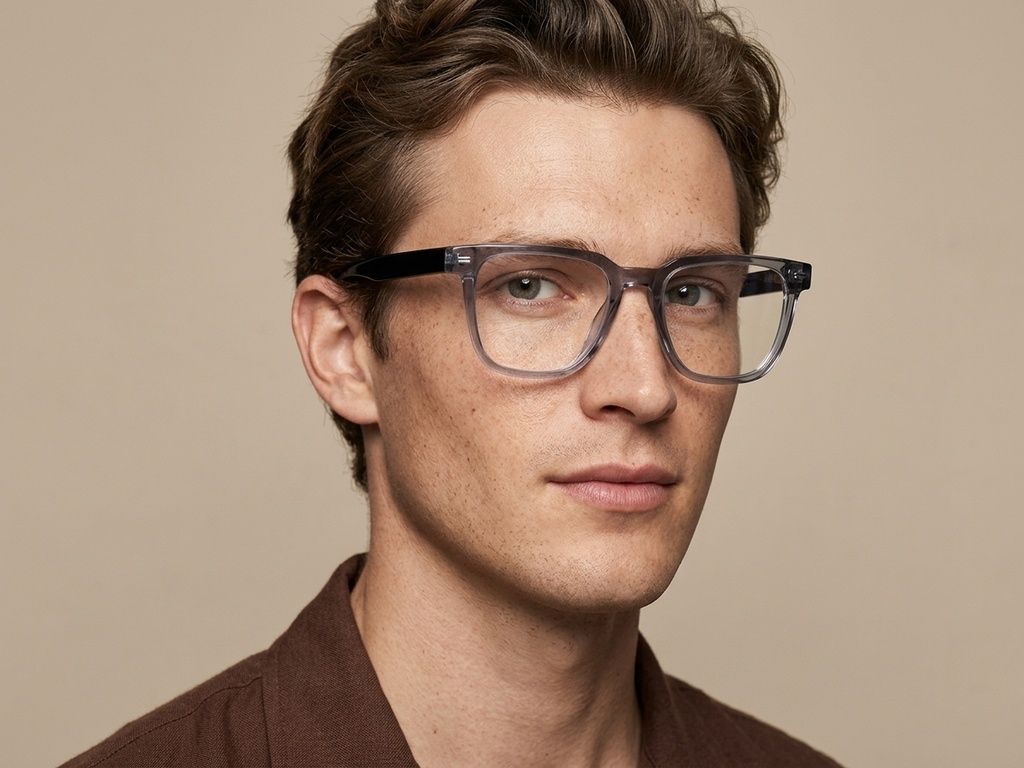 Rectangular Grey Acetate Glasses #BS2012-2525