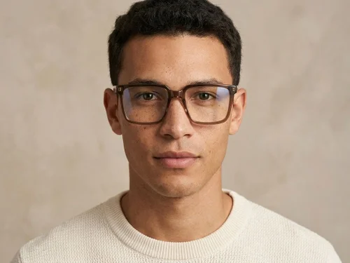 Lunettes rectangulaires en acétate brun #BS2012-2528
