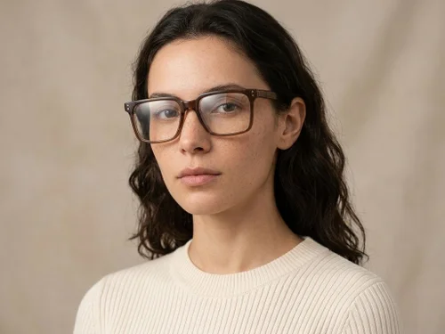 Lunettes rectangulaires en acétate brun #BS2012-2537