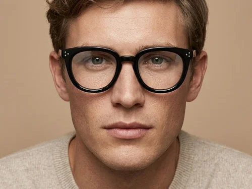 Lunettes ovales en acétate noir #BS2012-2540