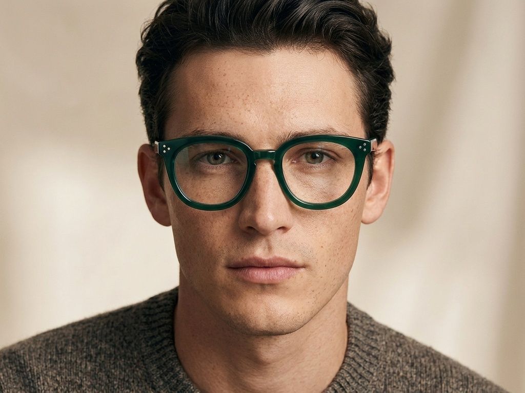 Oval Green Acetate Glasses #BS2012-2541