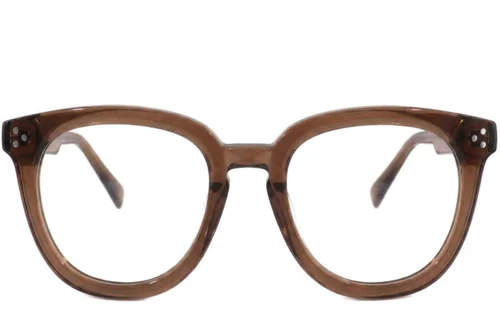 Lunettes ovales en acétate brun #BS2012-2543