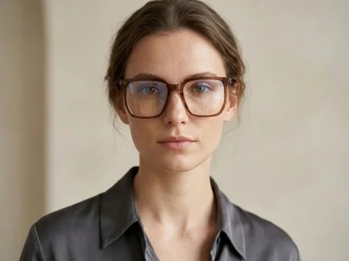Lunettes rectangulaires en acétate brun #BS2012-2553