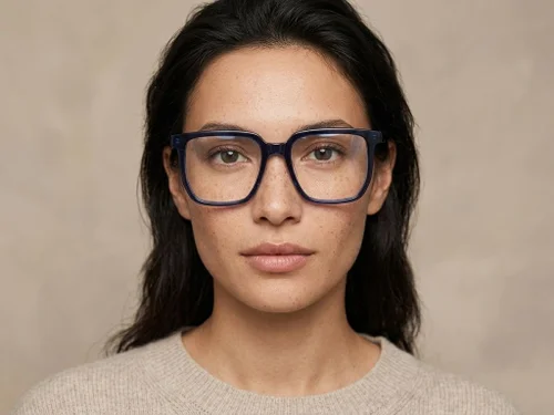 Lunettes rectangulaires en acétate bleu #BS2012-2554