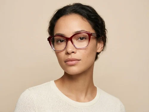 Lunettes papillon en acétate rouge #BS2012-2558