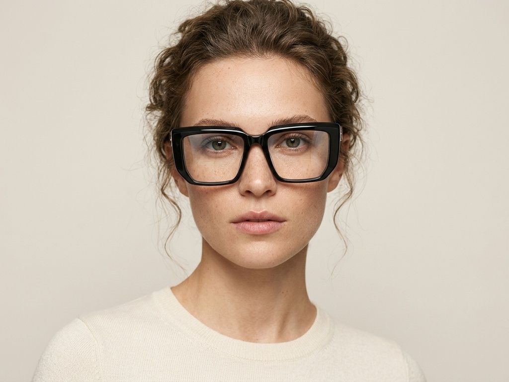 Rectangular Black Acetate Glasses #BS2012-2560