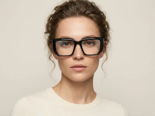 Lunettes rectangulaires en acétate noir #BS2012-2560