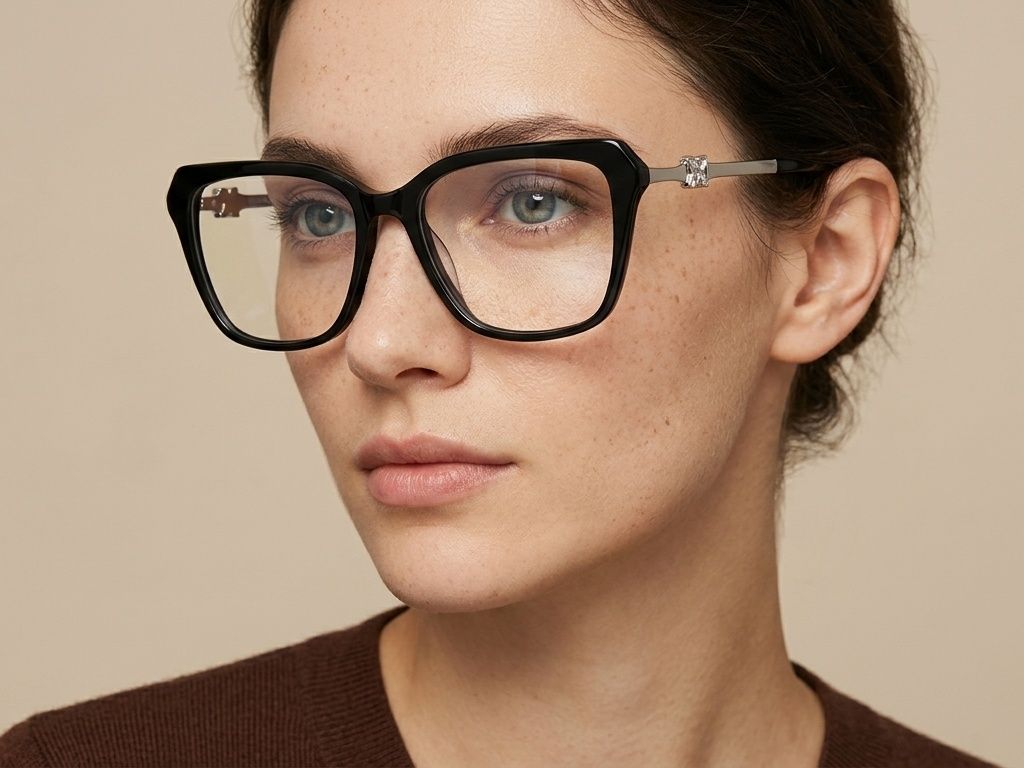 Rectangular Black Acetate Glasses #BS2012-2567