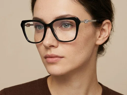 Lunettes rectangulaires en acétate noir #BS2012-2567