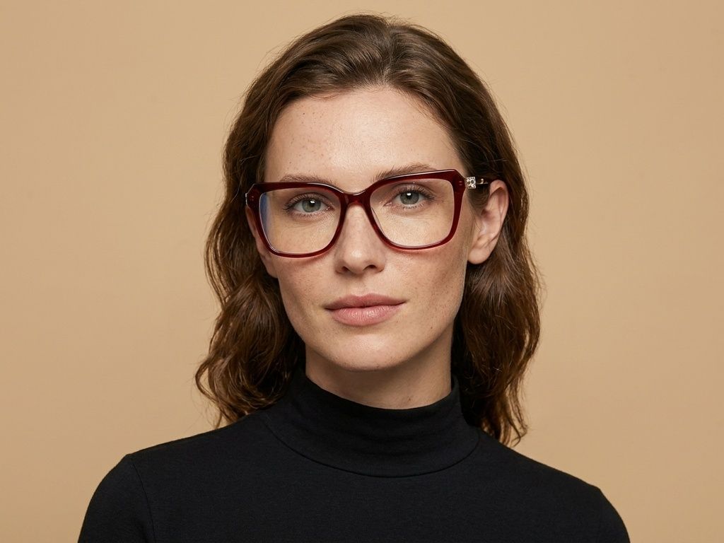 Rectangular Red Acetate Glasses #BS2012-2569