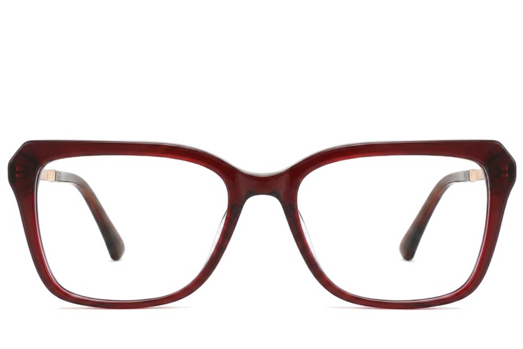 Rectangular Red Acetate Glasses #BS2012-2569