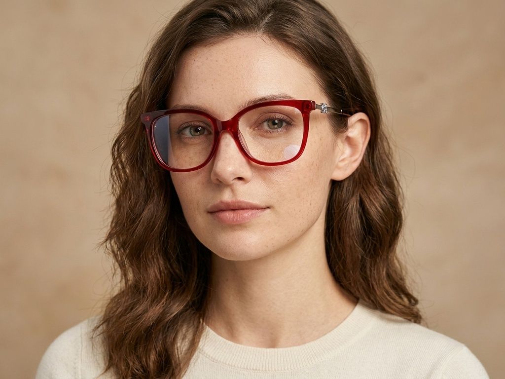 Occhiali in acetato rosso farfalla #BS2012-2571
