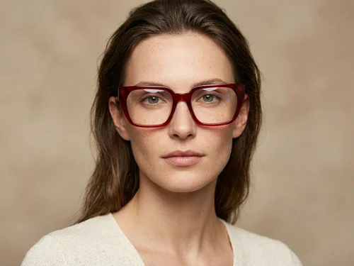 Verres rectangulaires en acétate rouge #BS2012-2576