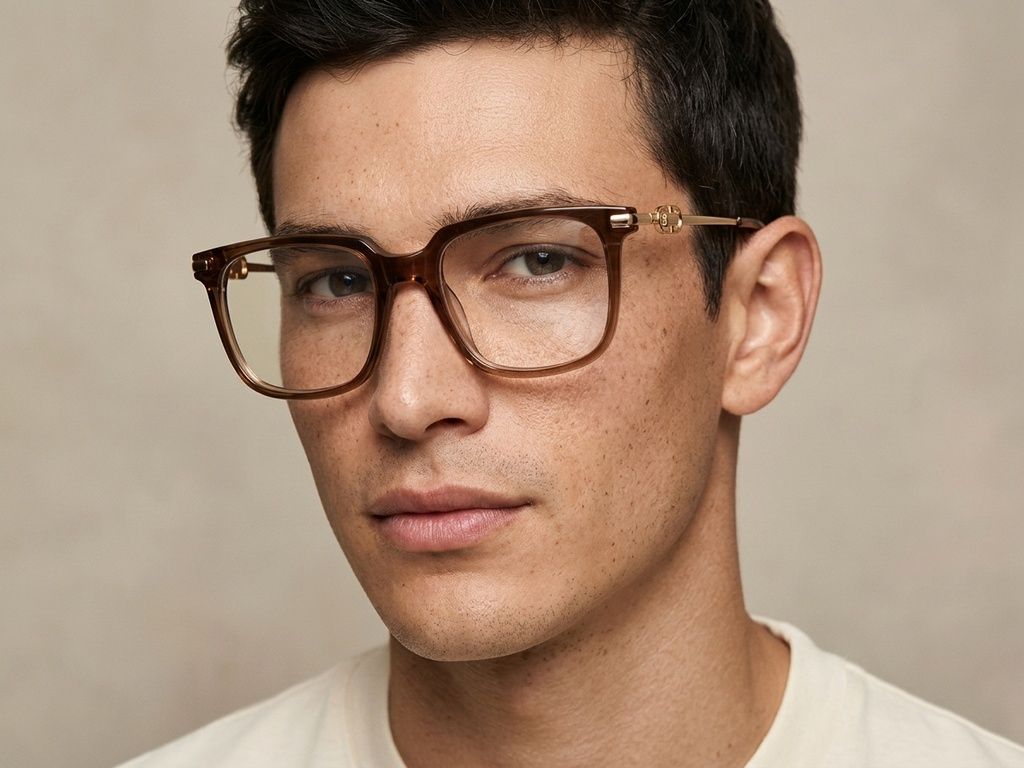 Rectangular Brown Acetate Glasses #BS2012-2604
