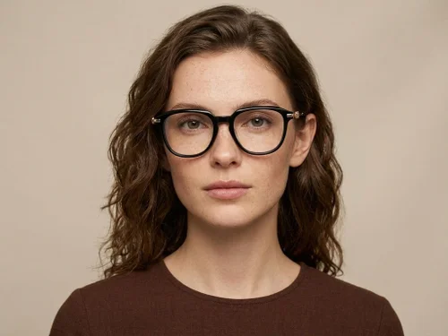 Lunettes ovales en acétate noir #BS2012-2605