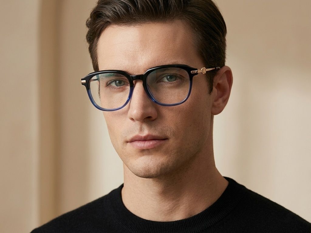 Oval Blue Acetate Glasses #BS2012-2606