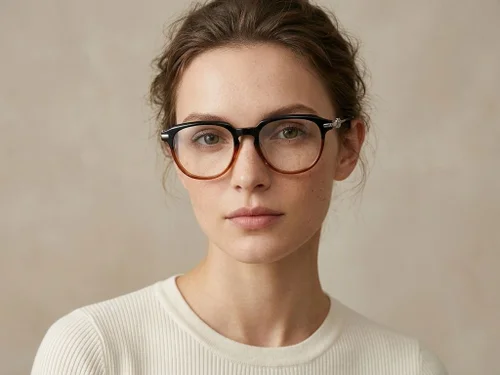 Lunettes ovales en acétate brun #BS2012-2607