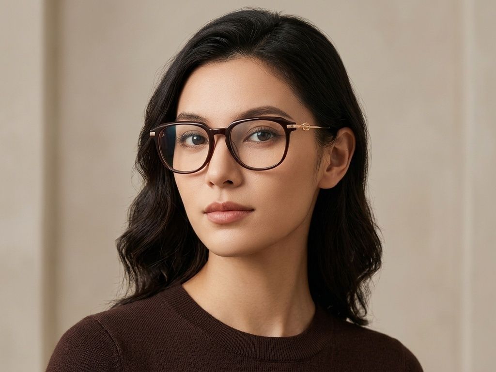 Oval Brown Acetate Glasses #BS2012-2609
