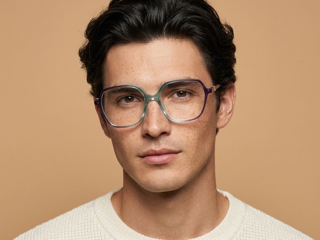 Rectangular Green Acetate Glasses #BS2012-2610