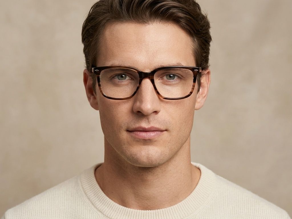 Rectangular Brown Acetate Glasses #BS2012-2614
