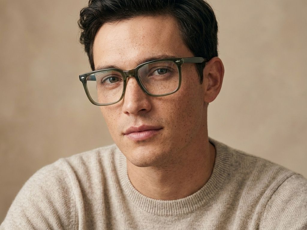 Rectangular Green Acetate Glasses #BS2012-2615