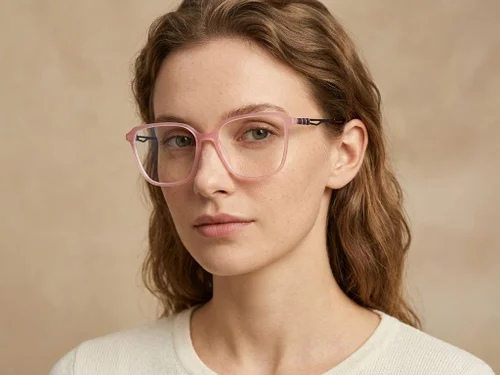 Lunettes rectangulaires en acétate rose #BS2012-2623