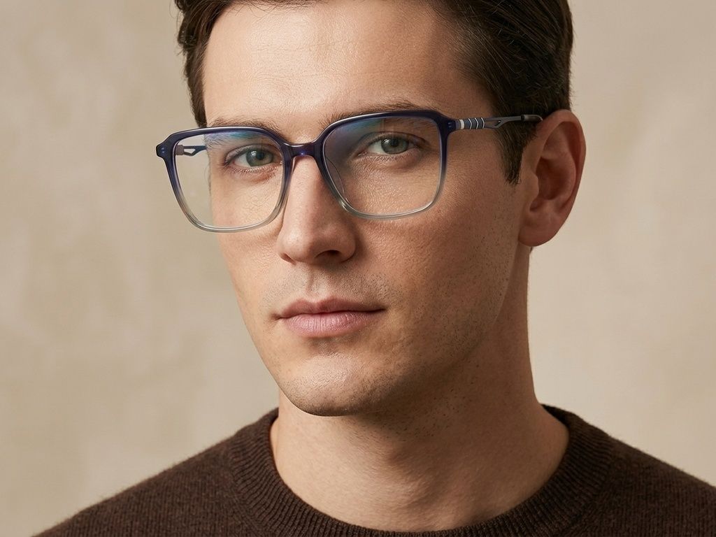 Rectangular Blue Acetate Glasses #BS2012-2624