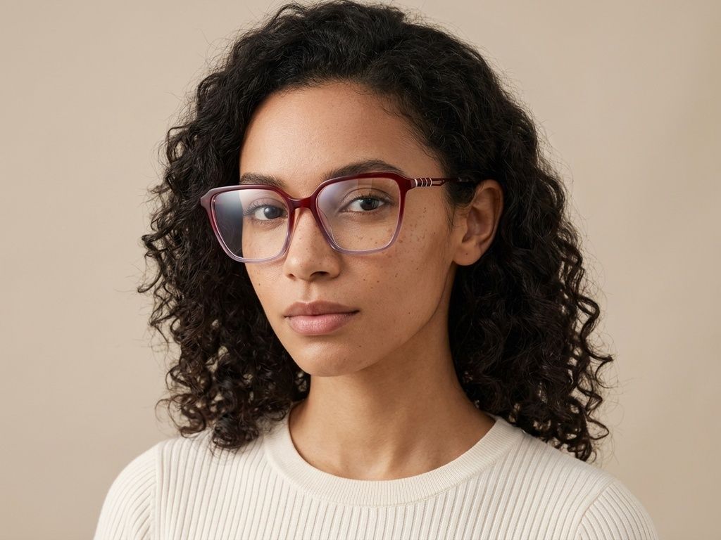 Rectangular Red Acetate Glasses #BS2012-2625