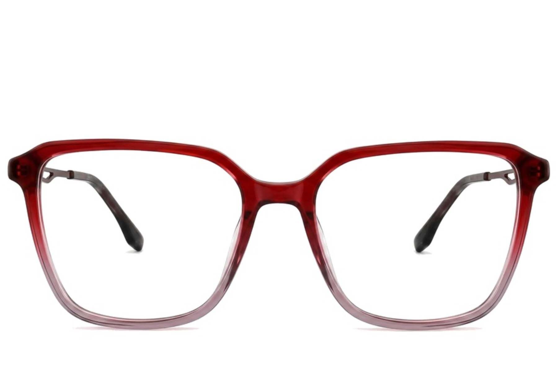 Rectangular Red Acetate Glasses #BS2012-2625