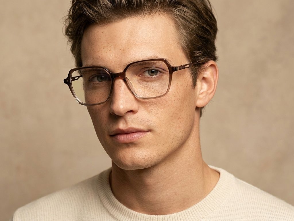 Rectangular Brown Acetate Glasses #BS2012-2633
