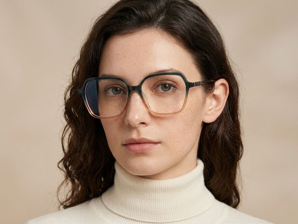 Rectangular Green Acetate Glasses #BS2012-2634