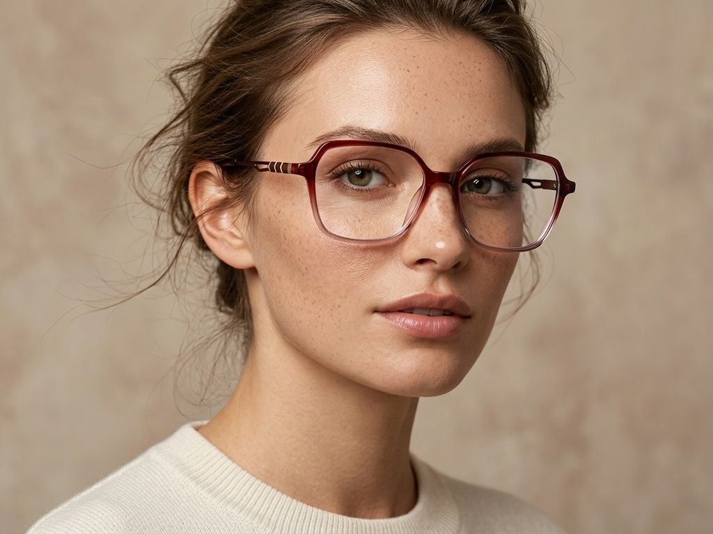 Rectangular Red Acetate Glasses #BS2012-2635