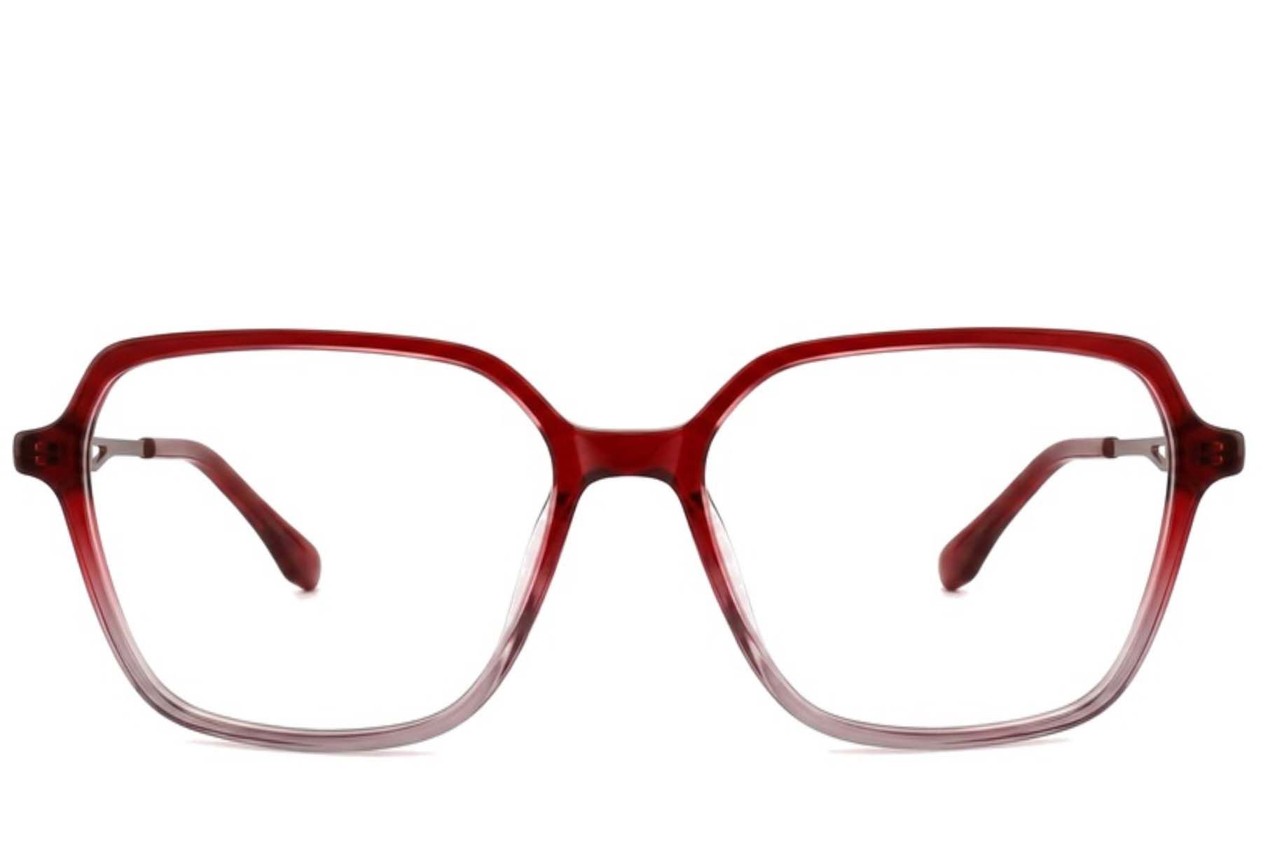 Rectangular Red Acetate Glasses #BS2012-2635