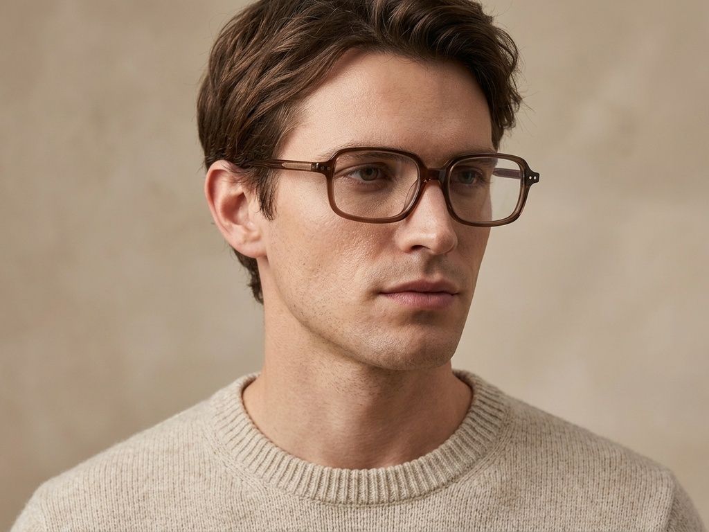 Rectangular Brown Acetate Glasses #BS2012-2644