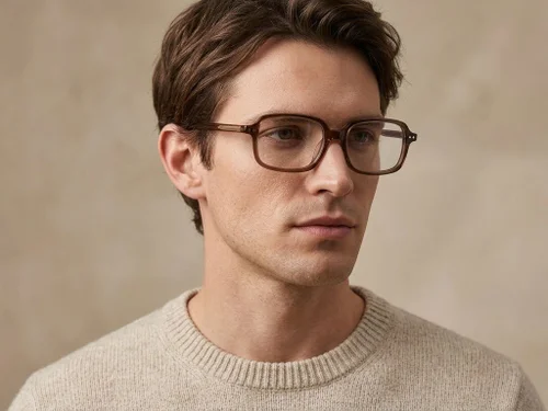 Lunettes rectangulaires en acétate brun #BS2012-2644