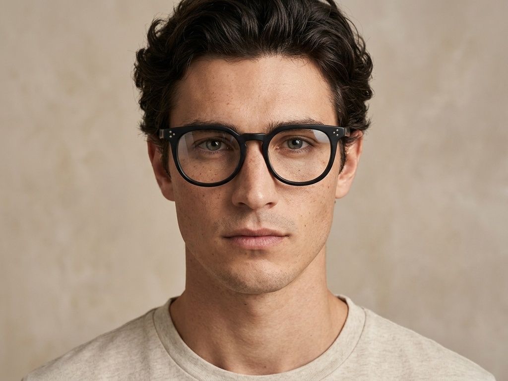 Oval Black Acetate Glasses #BS2012-2655
