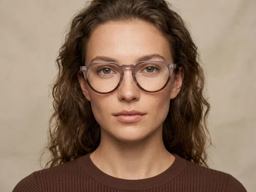 Lunettes ovales en acétate brun #BS2012-2658