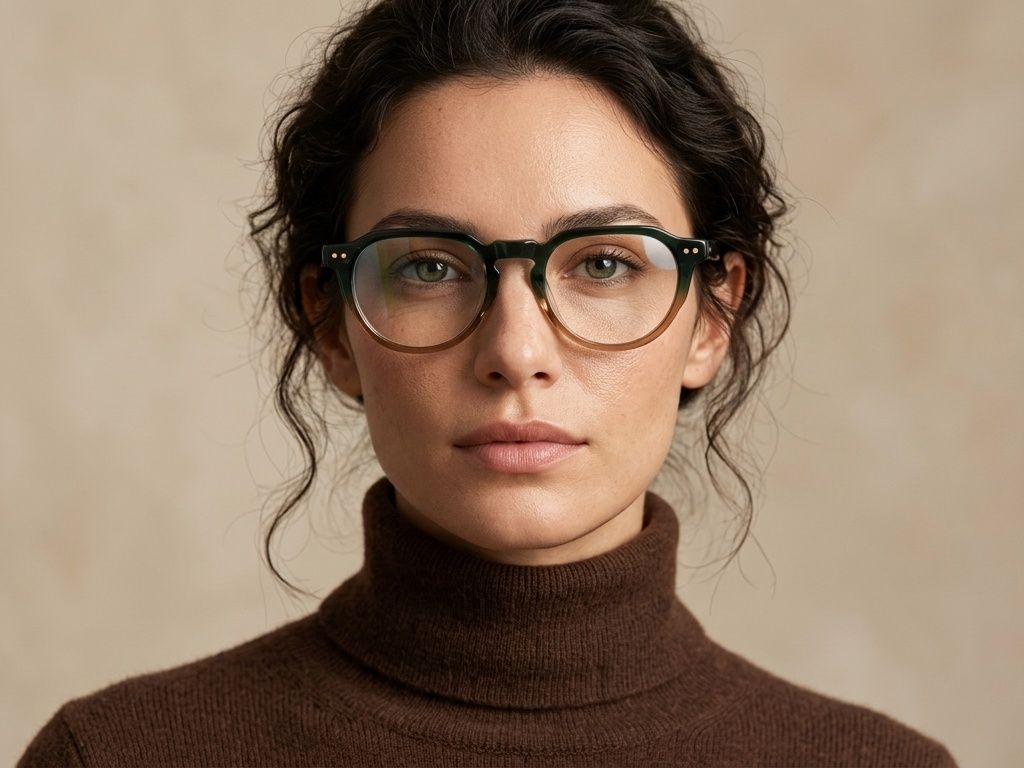 Oval Green Acetate Glasses #BS2012-2660
