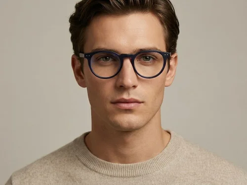Lunettes ovales en acétate bleu #BS2012-2664
