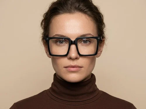 Lunettes rectangulaires en acétate noir #BS2012-2666