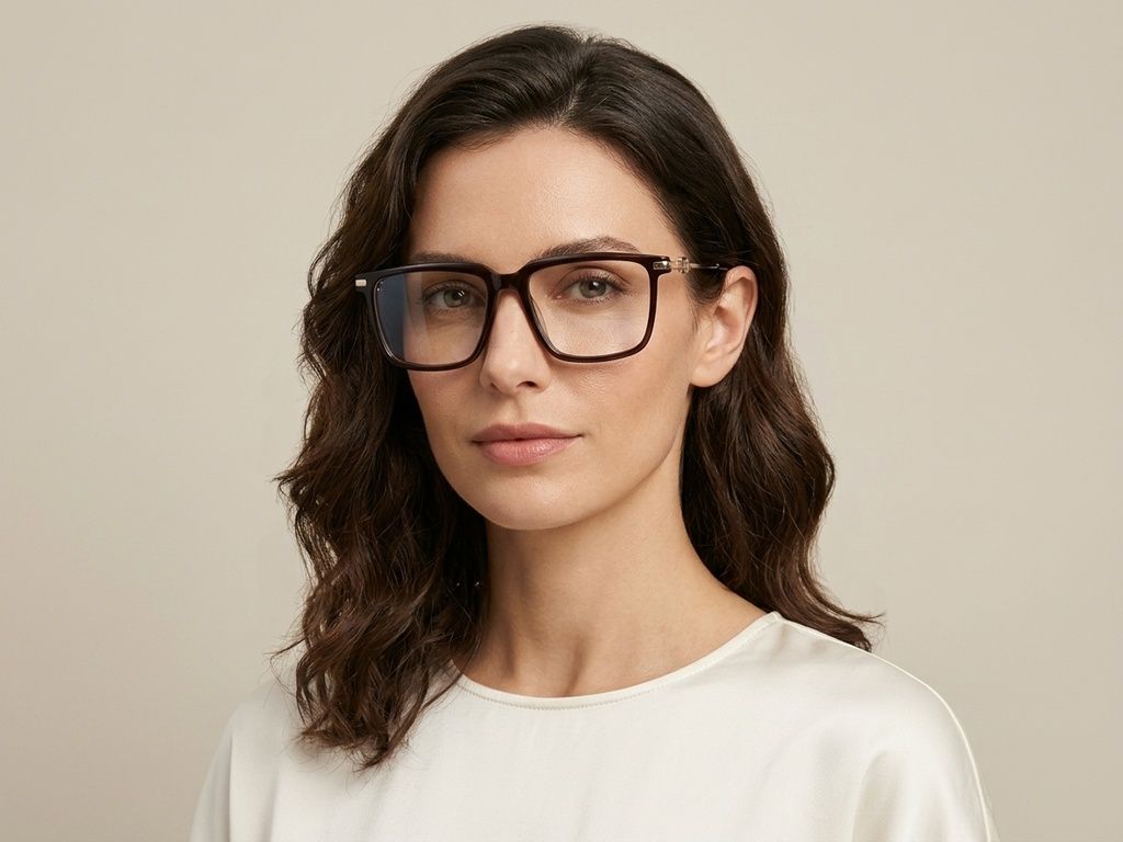 Rectangular Brown Acetate Glasses #BS2012-2675